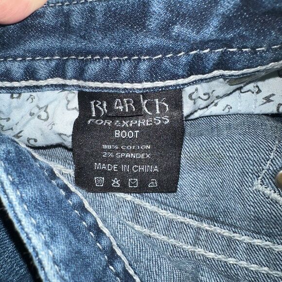 Express Blue Flare Wide Leg Jeans - Picture 4 of 6